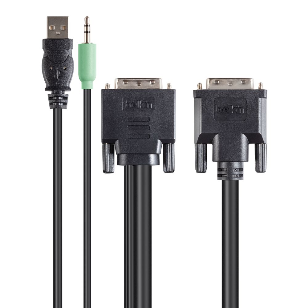TAA 2 DVI/USB/AUD SKVM CBL, DVI-D M/M; USB A/B, 10', Noir, hi-res
